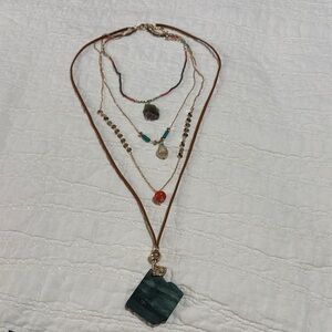 Three Bird Nest 4 Layer Tablet Necklace